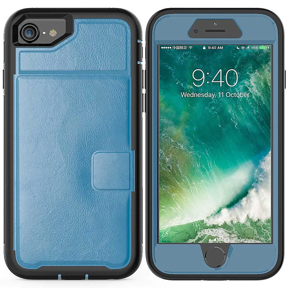

For iPhone 6S Wallet Case Kickstand Heavy Duty Dual Layer Military Grade Drop Protection Folio Flip Leather Cover for iPhone 6 7