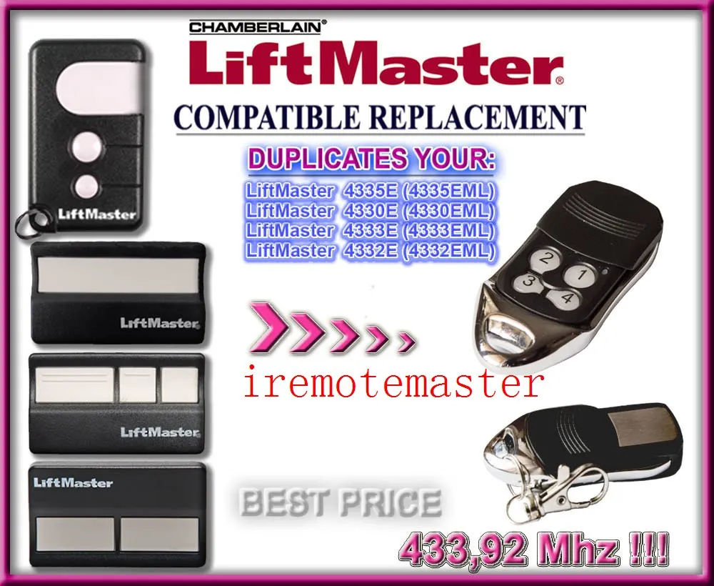 2 шт. Чемберлен Liftmaster 4335E 4330E 4332E совместимый пульт дистанционного Liftmaster открывания двери гаража