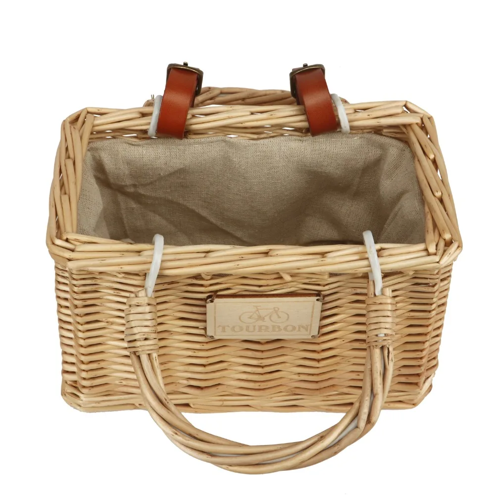 Tourbon Bicycle Basket Front Straw Basket Bag Vintage Wicker Storage Basket Gift