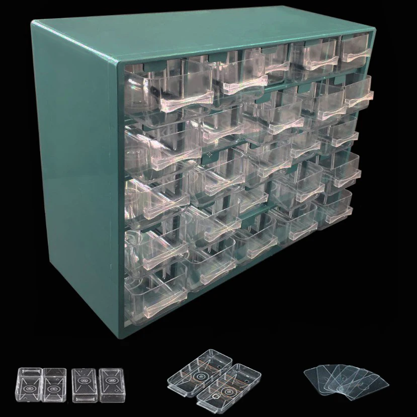 Caja de herramientas de plástico 25 cajón de entramado tipo caja de almacenamiento de herramientas de almacenamiento de pared
