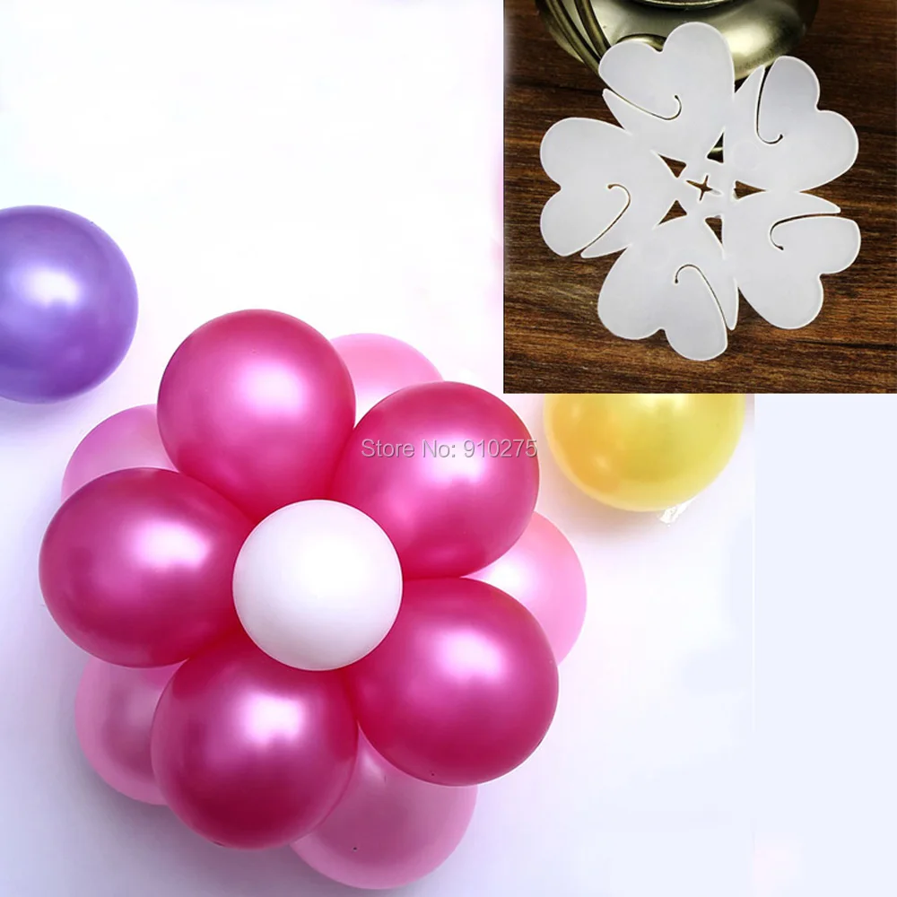 50pcs White 5 In 1 Flower Shape Balloon Clips Closures Balloon Column