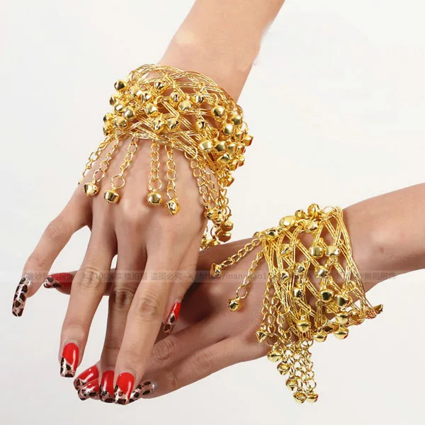 Belly Dance Bracelet Bangle Jewelry Indian Dance Mitigated Hand Accessories Gold Color 2pcs/lot