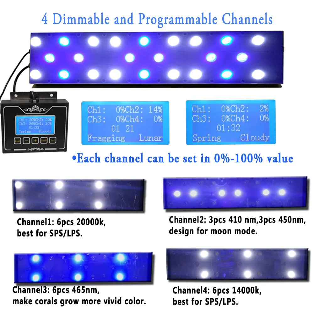 DSunY 3 шт. Аква Dimmable светодио дный спектр расти Fish Tank рифовый свет аквариум