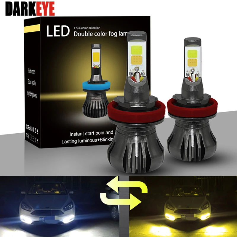 DARKEYE 2 шт H8 H11 светодиодные лампы H3 Led 880 H27 H9 Противотуманные фары 1200LM 6000 K 12 V Белый DRL дневного автомобиль лампы для автомобильных фар