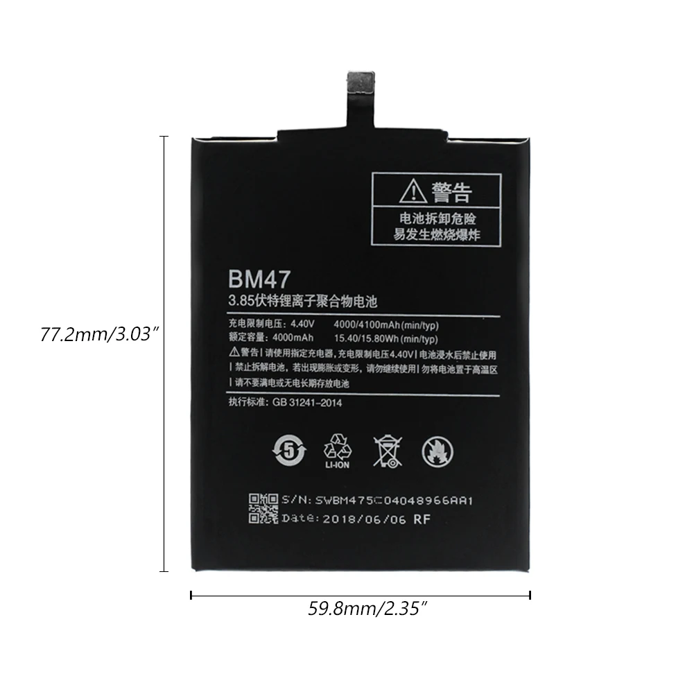 XiaoMi литиевая батарея 4000 мАч BM47 для Xiaomi Redmi 3 3S батарея Красный Рис Hongmi Redmi 3X сменные батареи