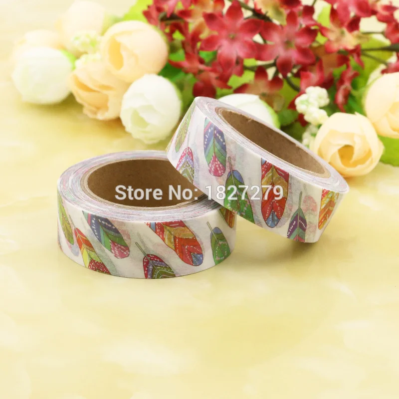

1pcs NEW 15mm*10m Colorful Feather Decorative Washi Tape DIY Scrapbooking Masking Tape School Office Supply Escolar Papelaria