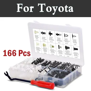 

166x Car Black Clips Push Rivet Type Fits With Plastic Storage Case For Toyota Corolla Rumion Runx Cruiser Fortuner Gt86 Harrier
