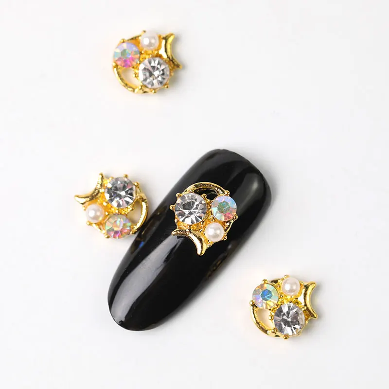 

10Pcs New 2019 Glitter Pearl with Rhinestones Alloy Metal 3D Nail Art Decoration Charms Studs Nails 3d Jewelry