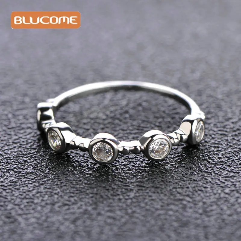 

Blucome 2017 New Style Copper Zircon Lovers Rings For Wedding Engagement Simple Rhinestones Thin Ring Jewelry Small Size Ring