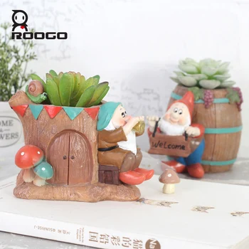 

Roogo The New European pastoral style fairy tale dwarves succulent plant potted plants flower pot Home decor living room balcony