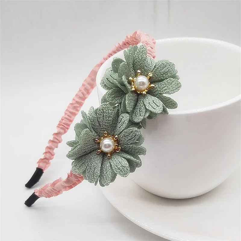 

2019 New Children's flower headband hollow solid color accessories gum for hair hair band girls headbands