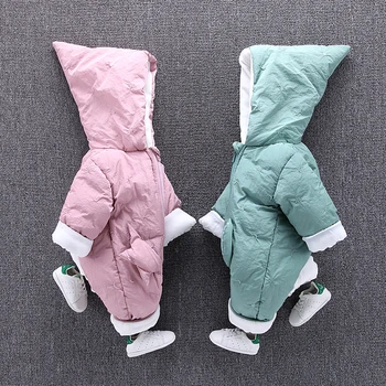 

Cute Autumn Winter Cotton Baby Romper Fleece Long Sleeve Coverall Hooded Infant Jumpsuit Star moon Down Snowsuit Babies Jumpsuit