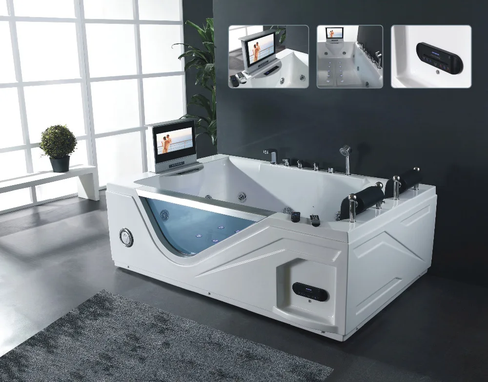 76.8" x 50.4" customizable acrylic massage bathtub for jacuzzi function