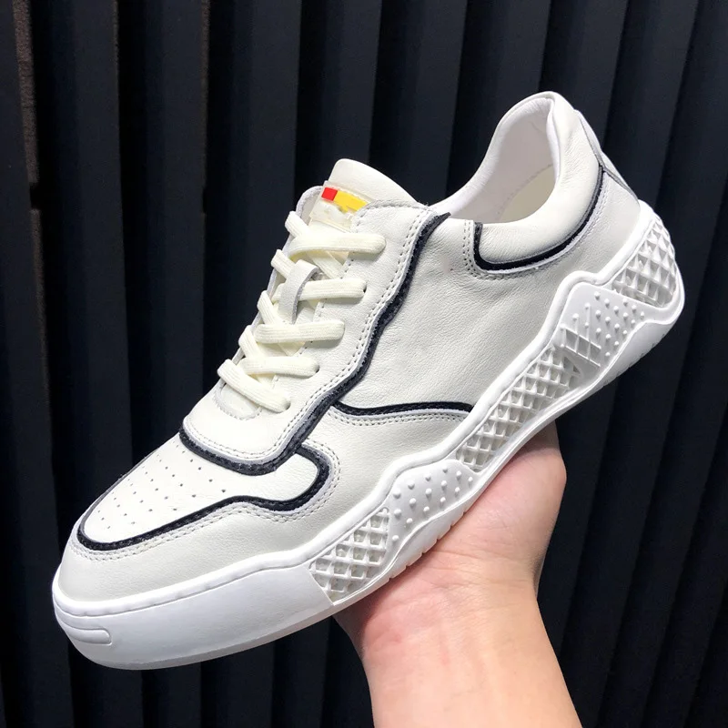 Casuais Preto Fundo Desenhador Sapatos azul Verão Genuínos Macio Primavera Do Branco Sapatilhas Couro Respirável De Homens wXgqSCn6