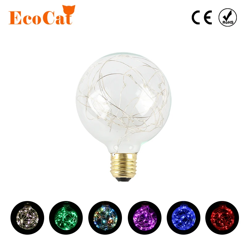 

Retro Edison Fairy light LED String Bulb G95 E27 110V-220V RGB LED Filament lamp For Christmas Holiday Night light