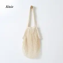 Женские сетчатые сумки многоразовые фруктовые струны, продуктовый шоппер, Хлопковая Сумка-тоут, плетеная сетка, удобная сумка на плечо для хранения