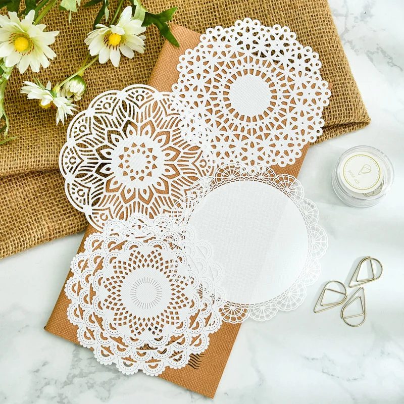 

KSCRAFT White Lace Paper Doilies/Placemats for Wedding Party Decoration Supplies Scrapbooking Paper Crafts