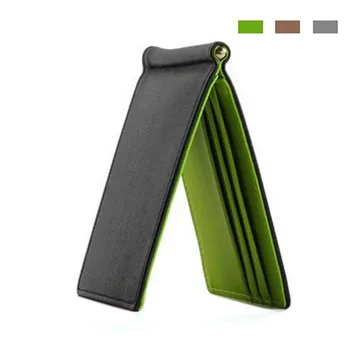 

Fashion Men's Slim Wallet Leather Solid Color Slim Wallet Small Square Bag Portable Clutch Black ID T612