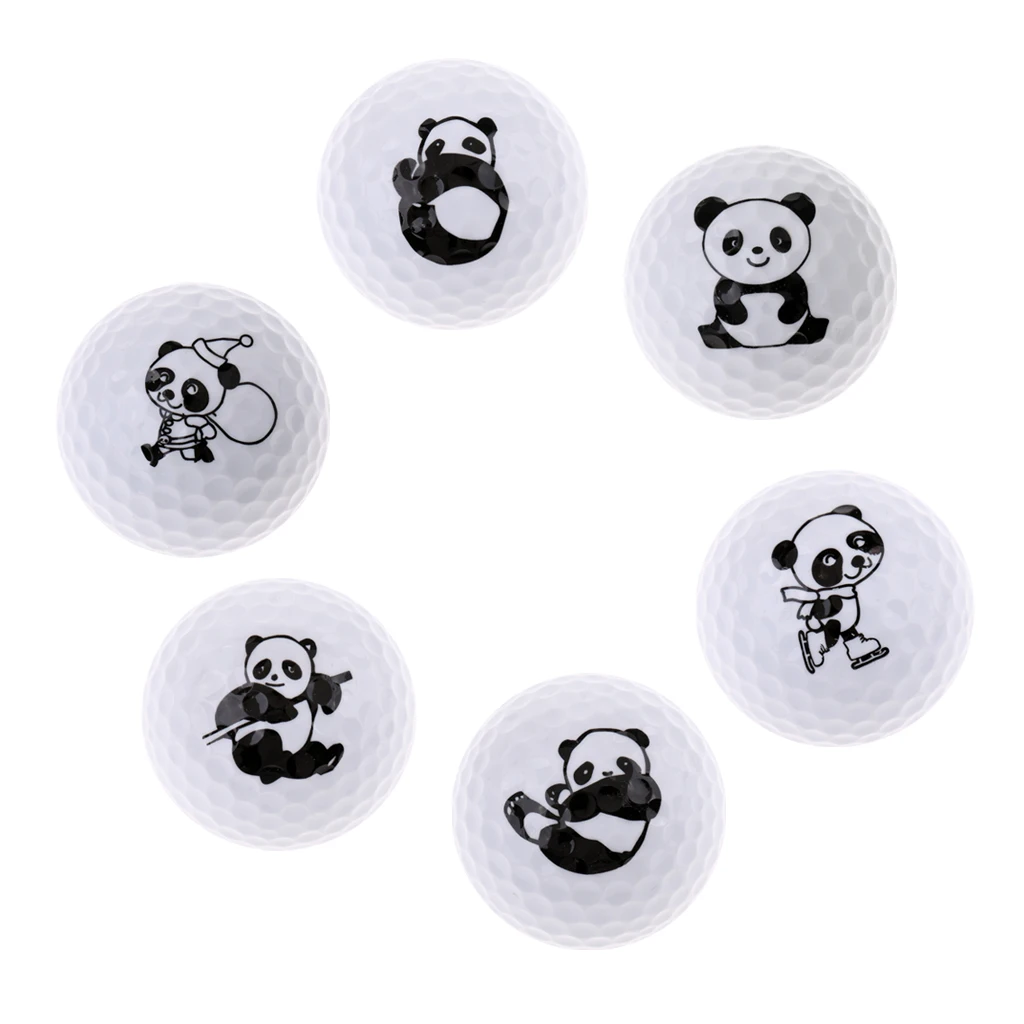 Golf Driving Range Practice Ball Cute Panda Printed Golf Ball Elastic Lightweight Flexible Golf Accessories Ball