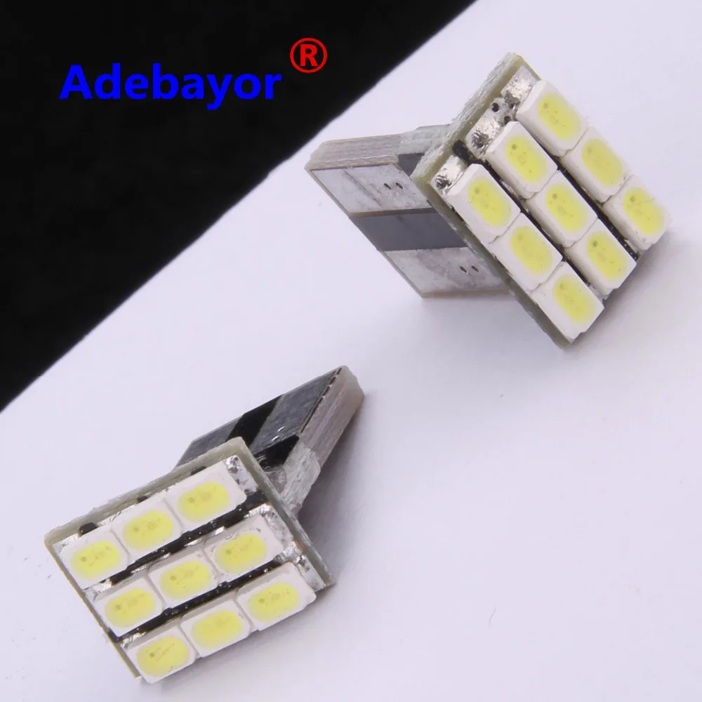 Высокое качество 100X Белый T10 W5W 194 168 9smd 1206 3020 9 SMD Автомобильные светодиодные