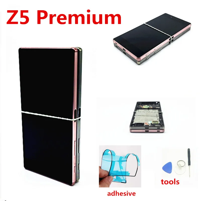 Ceny 100% oryginalny dla Sony Xperia Z5 Premium E6853 E6883 E6833 wyświetlacz LCD z montaż digitizera ekranu dotykowego z rama przycisku