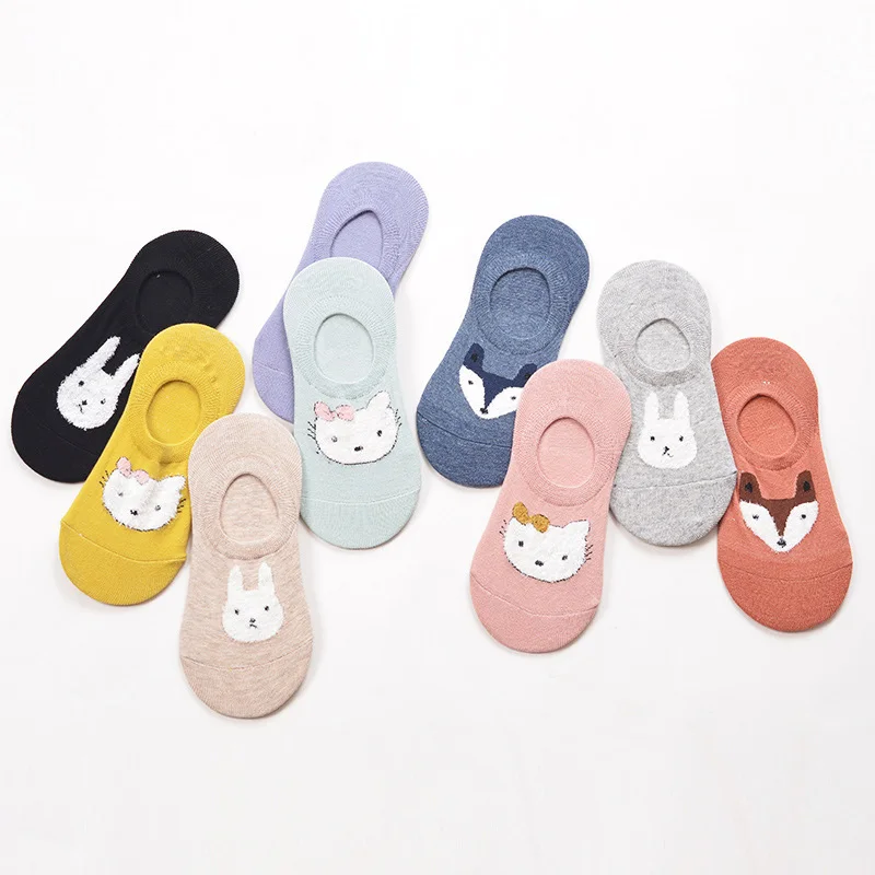 

New Short Women Invisible Summer Sox Female Stealth Socks Cotton Cartoon Female Shallow Mouth Totoro Plush Funny Socks Slippers