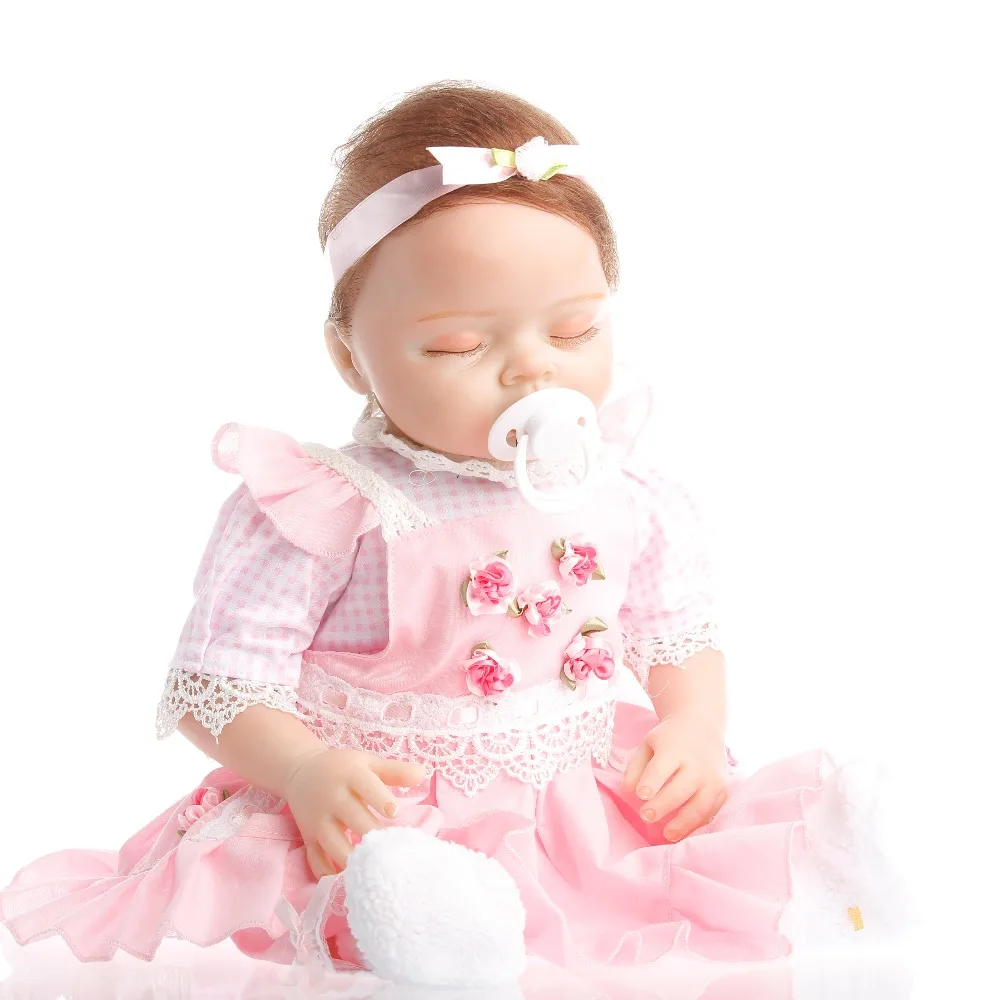 

SanyDoll 22inch 55cm hot sale solid silicone reborn baby gift for Children Beautiful lovely sleeping doll holiday gift