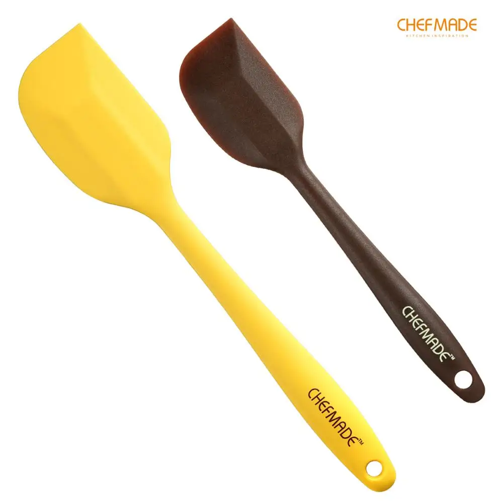

CHEFMADE 2PCS Silicone Spatula Set, Non-stick Heat Resistant Stainless Steel Inner Core, FDA Approved for For Baking