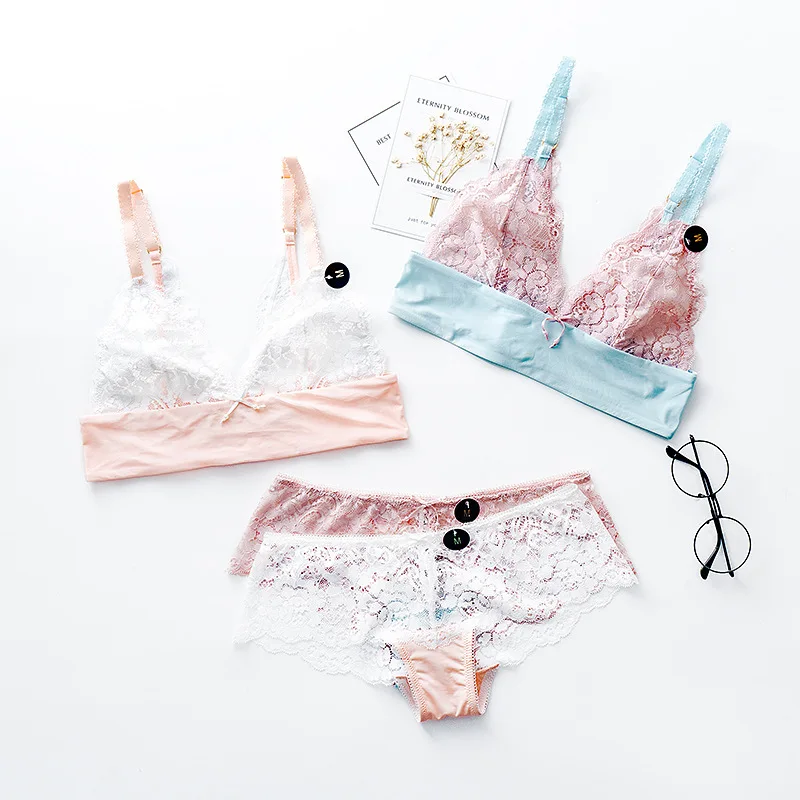 Женское кружевное нижнее белье bralette ультратонкое Прозрачное с бюстгальтером без