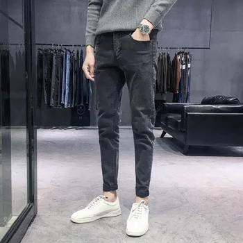 

Fashion Mens Skinny Straight Pencil Pants Korean Style Summer Trousers Black Gray Blue N10