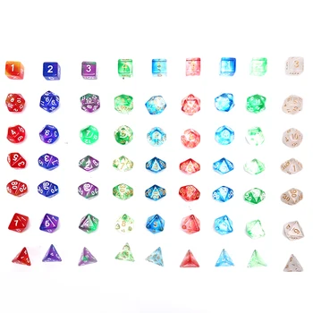 

7pcs/set Transparent Acrylic Dice Set Multicolor 4, 6, 8, 10, 12, 20 Sided Dice TRPG Game Lovers Playing Games