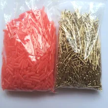 980 наборов, зубная лаборатория, маленький латунный штифт с красной пластиковой втулкой, гвоздь, 1,6 мм X 18 мм, латунь на камне, модель работы