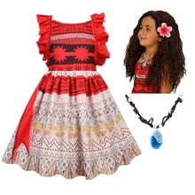 New Princess Moana Cosplay Costume for Children Vaiana dress Costume with Necklace for Halloween Costumes for Kids Girls Gifts New Princess Moana Cosplay Costume for Children Vaiana dress Costume with Necklace for Halloween Costumes for Kids Girls Gifts