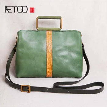 

AETOO New handmade New original handmade first layer cowhide leather handbag leather handbag small bag retro shoulder bag