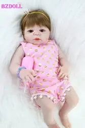 55 см полный силиконовые возрождается девочка игрушки куклы как настоящие новорожденных принцесса младенцы кукла подарок на день рождения