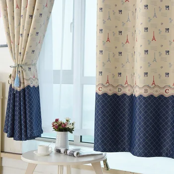 

American Short Curtains For Living Room Window Roman For Divider Drapes Children's Bedroom Single Panel