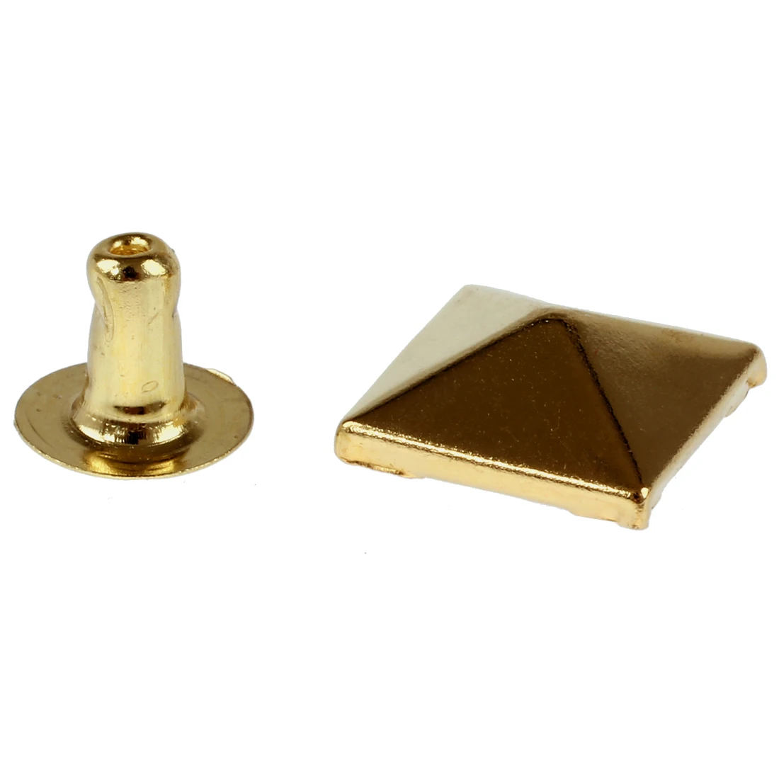 50 Set Gold Square Pyramid Spike Rivet Studs Spots Rock Punk 10mmin