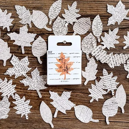 

45PCS/box A Leaf Poem Diary Paper Lable Stickers Crafts And Scrapbooking Decorative Lifelog Sticker DIY Stationery