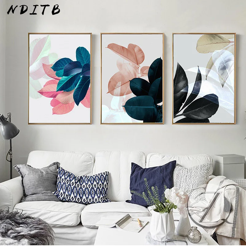 

Scandinavian Picture Tropical plant Poster Nordic Style Botanical Leaf Wall Art Canvas Print Painting Modern Living Room Decor