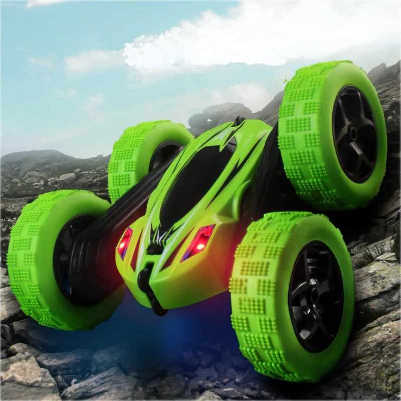 HY828 Remote Control Cars Stunt Rc Car High Speed Flashing 3D Flip Green & Blue Carro Controle Remoto Toys For Children