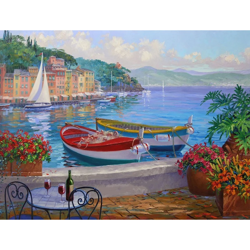 Full SquareRound Drill 5D DIY Diamond Painting boat 3D  Embroidery Cross Stitch Mosaic Home Decor