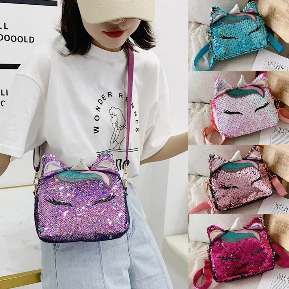 Women Sequin Bag Cartoon Animals Handbags Shoulder Pack Bag Female Small Crossbody Bags For Ladies Messenger Bags Fashion