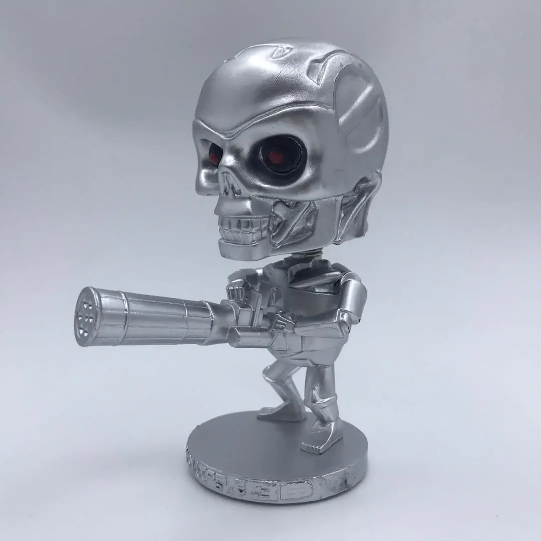 

10cm The Avenger figure Terminator Judgment Day 3D Endoskeleton Bobble Head Car Decoration PVC Action Figure Toys