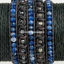Пирит beads бисер Смешанная нить обёрточная браслет на кофейной коже