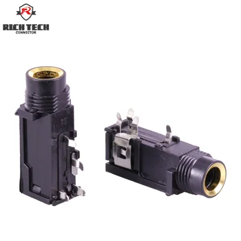 

8pcs DIY 6.35mm / 6.5mm jack gold plated 4P Stereo Dual Channel Microphone Socket 6.35 /6.5 Audio Straight jack Connector