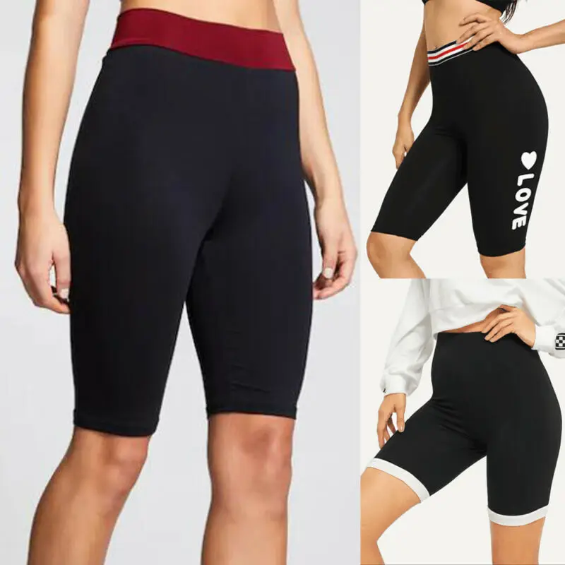 

2019 New Stylish Women Fitness Sports Shorts Yoga Pants Letter Elastic Waist Running Gym Yoga Cotton Short Pants