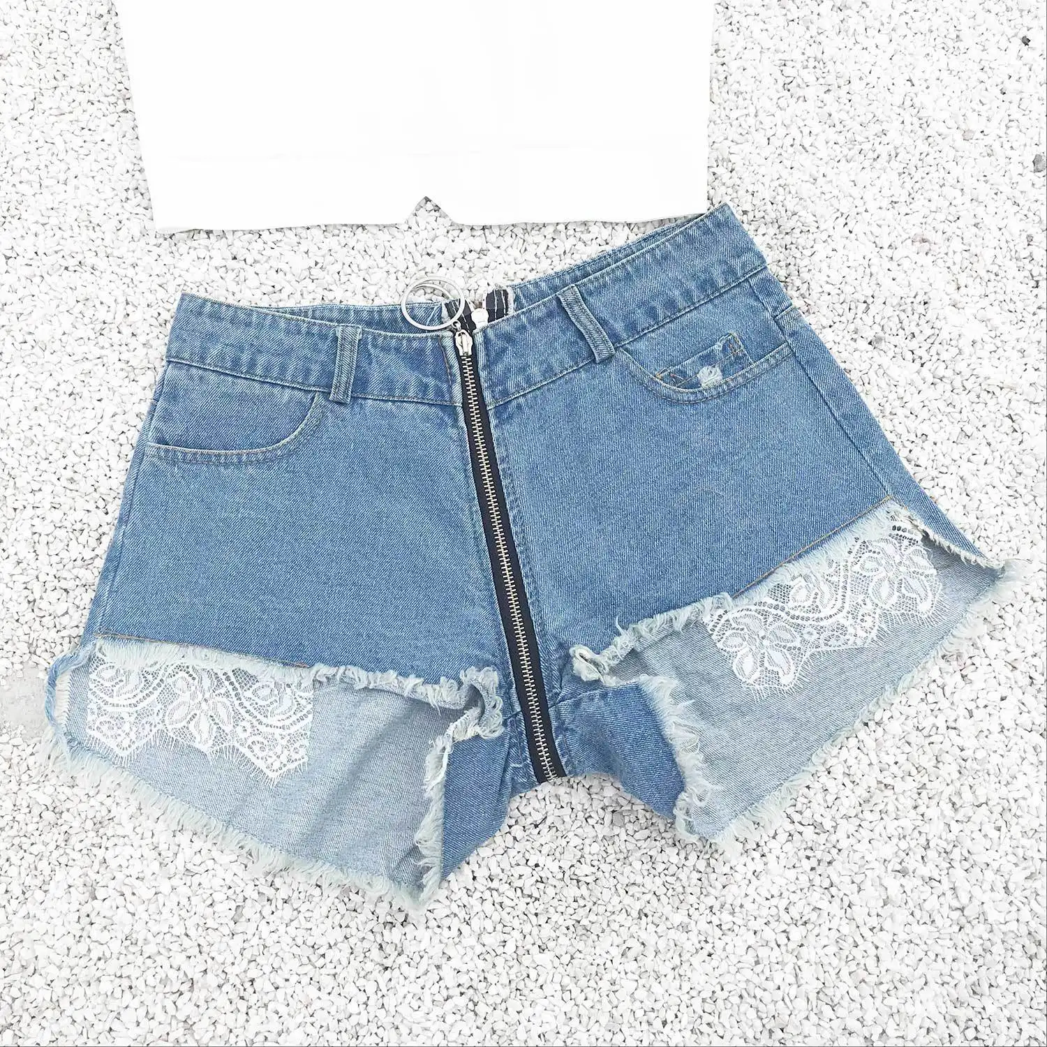 Vangull летние сексуальные длинные шорты с застежкой "молния" женские винтажные кружевные джинсы с высокой талией женские джинсовые шорты в уличном стиле