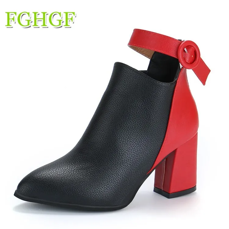 

Women Boots High Heels Ankle Boots Fashion 2018 Autumn Chunky Heel Ladies Short Boots Shoes Female Khaki Shoes Size 35-40
