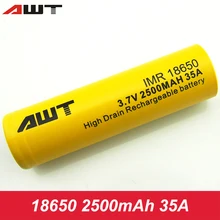 18650 Battery AWT 2500mAh 35A Li ion Rechargeable Battery for Eleaf iStick Pico 25 font b