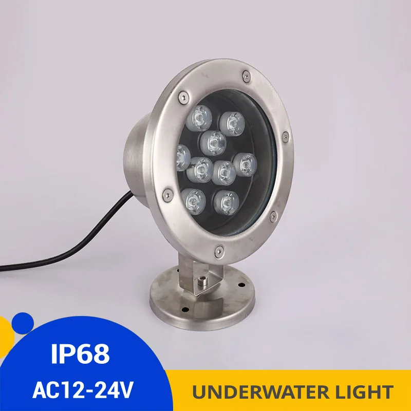 

2pcs/lot 9W 12W IP68 RGB LED Under Water Spot Lights Swimming Pool Pond Fountain AC/ DC12-24V Stainless Steel Underwater Lamps